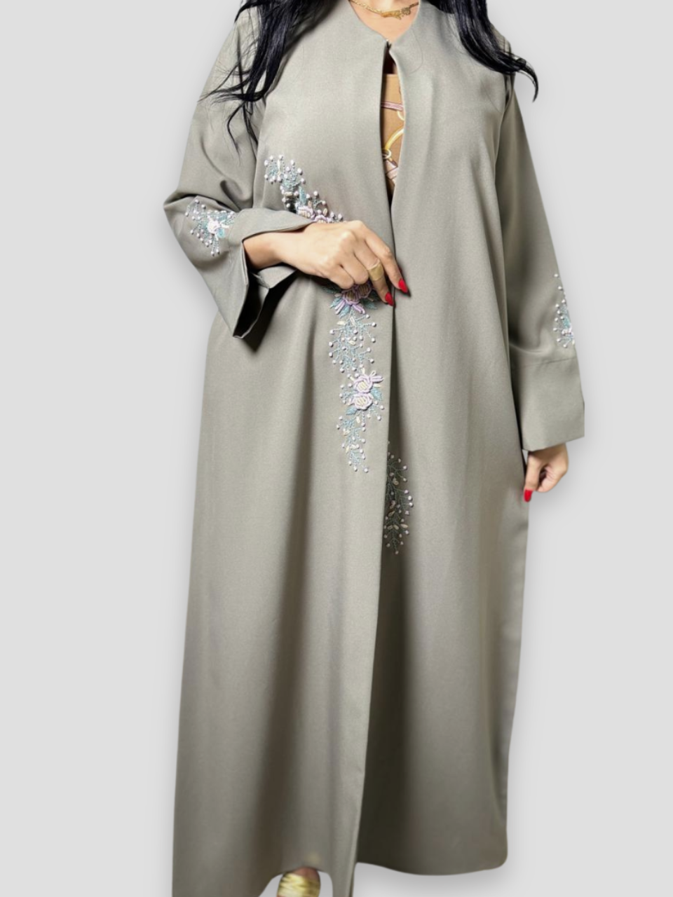 Flowers hand work abaya
