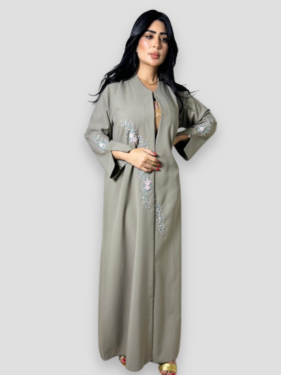 Flowers hand work abaya