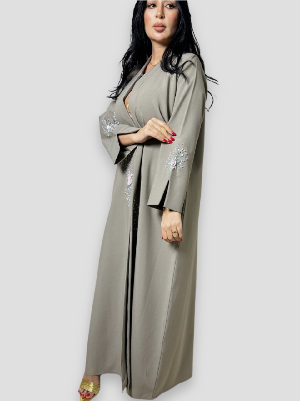 Flowers hand work abaya