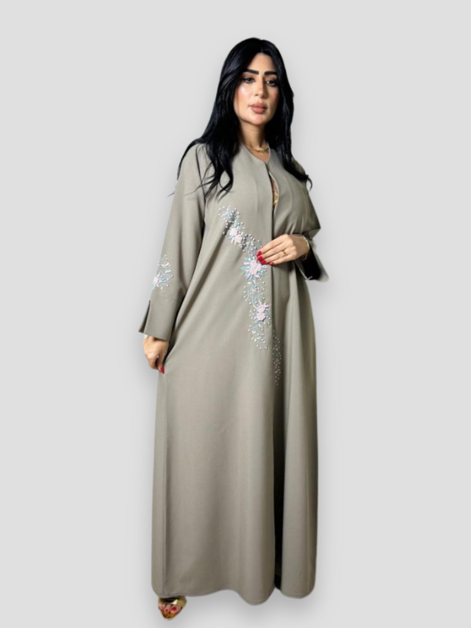 Flowers hand work abaya
