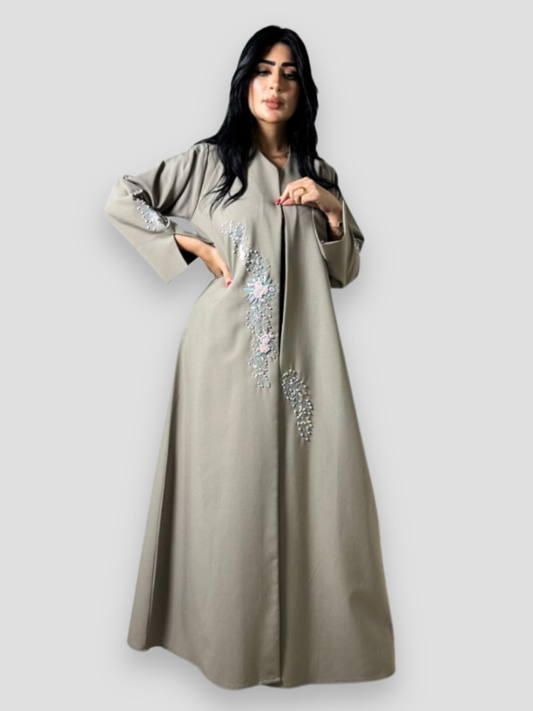 Flowers hand work abaya